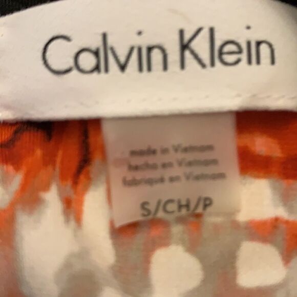 Calvin Klein sleeveless multi colored blouse. Length 24” Size S. Keyhole back - Picture 6 of 7